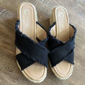 Women’s Espadrille Shoes Black & Tan Size 8.5